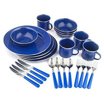 Stansport 11220 Enamel 24-Piece Camping Tableware Set-Fit Bitzz