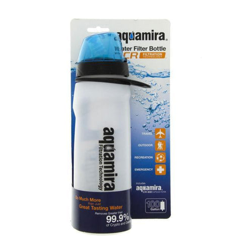 Aquamira Capsule Water Filter Bottle with Integrated Filter Straw. Removes Bacteria & Protozoa.-Fit Bitzz