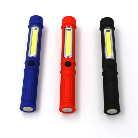 Newest Multifunction COB LED Mini Pen Light Work Inspection Flashlight Torch Lamp With the Bottom Magnet and Clip Black/Red/Blue